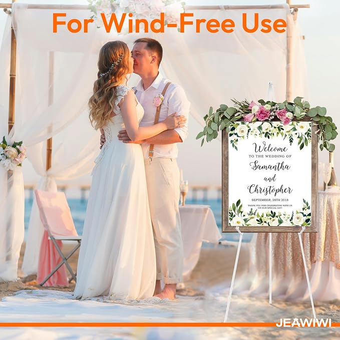 JEAWIWI 4PCS White Easel Stand for Wedding Sign Stand, 66 Inch Adjustable Metal - Image 6