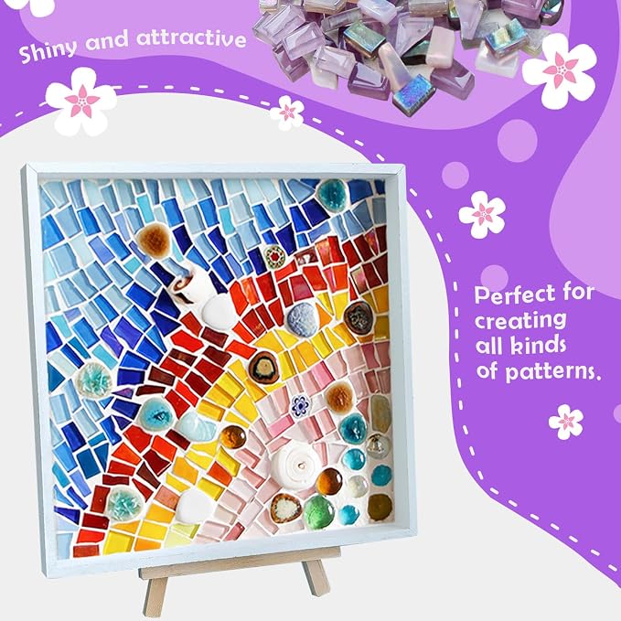 LITMIND 1.1LB Purple Mixed Irregular Glass Scraps Mosaic Tiles - Image 3
