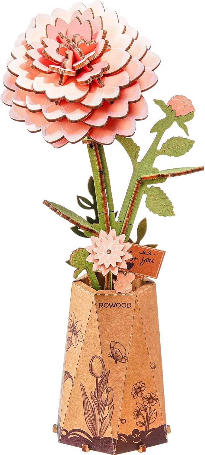 Rowood 3D Puzzle, Mother's Day DIY Wooden Flower Building Craft Kits by RowoodAssembleArtDecorateLife