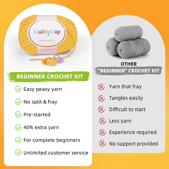 WaldyWop Crochet Kit for Beginners: 2 PCS Easy Complete Knitting Kit - Image 5