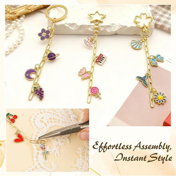 Ecoofor 50 Set Keychain Making Kit, 5 Style Metal Keychain Clips - Image 4