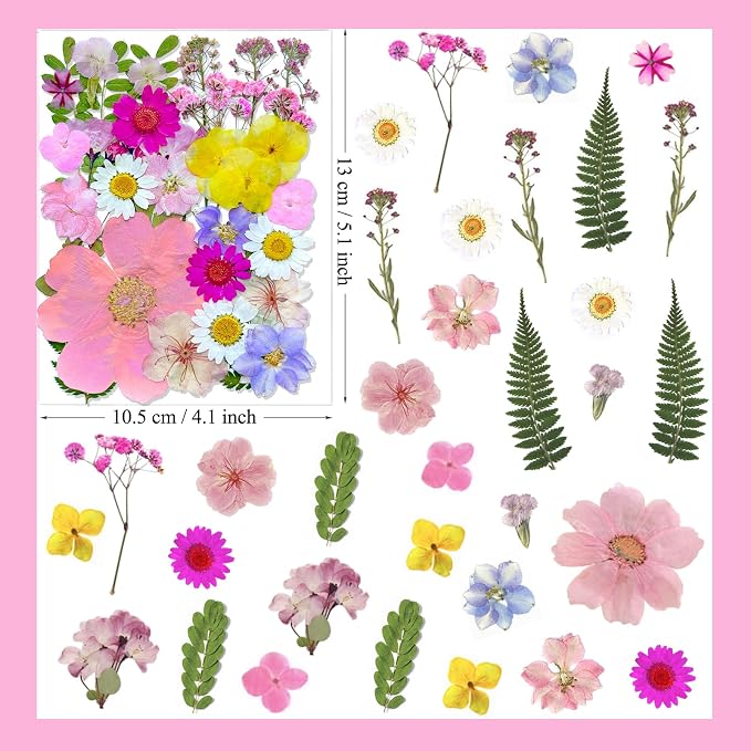 MIKIYA 33Pcs Pink Pressed Dried Flowers - Image 6