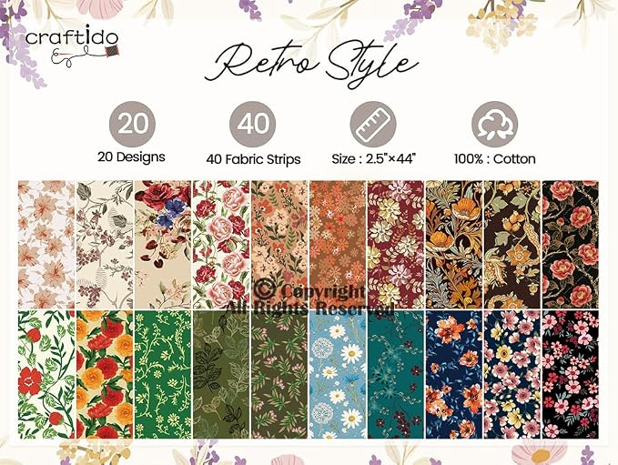 Craftido-20 Options-100% Cotton Jelly Roll Fabric Precut Strips - Image 4