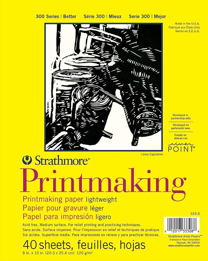 Strathmore 300 Series Printmaking Paper Pad, Glue Bound, 8x10 inches, 40 Sheets by StrathmorePaper