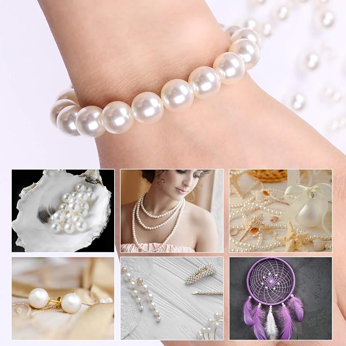 Pearl Beads, Anezus 800pcs Ivory Pearl Craft Beads Loose Pearls - Image 2