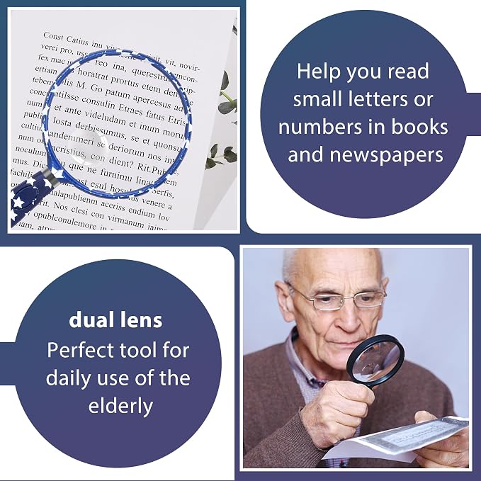 Feosky Handheld Reading Magnifier, 10X 30X Magnifier, 75mm Shatterproof Lens - Image 3
