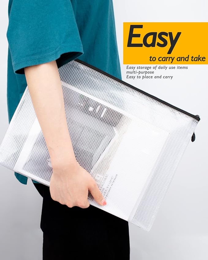 SUNEE Plastic Mesh Zipper Pouch 4.6x9.2 in, Small Water-Resistant Zip Bag - Image 7