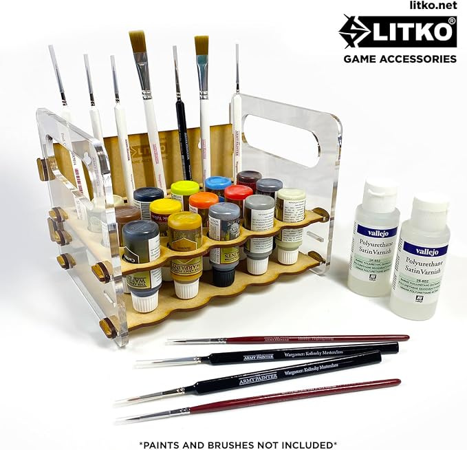 LITKO Mobile Paint Caddy | 15 Bottles + 18 Brushes | 26mm Vallejo Dropper | - Image 5