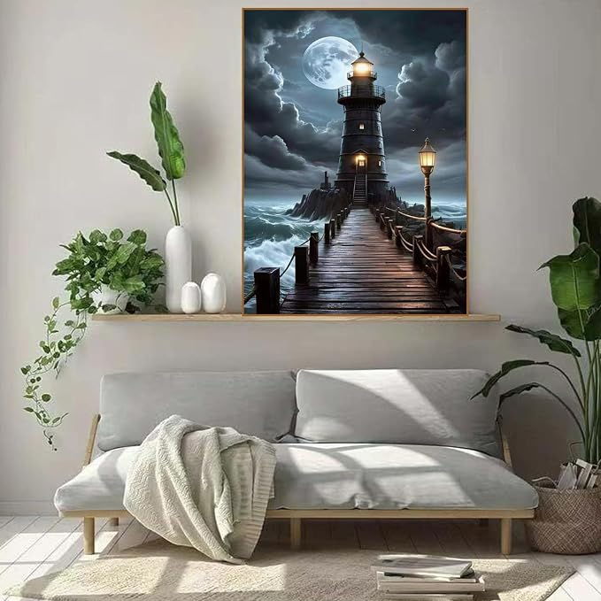 WUDWL Diamond Art Kits for Adults Beginner, Lighthouse DIY Beach Painting - Image 5