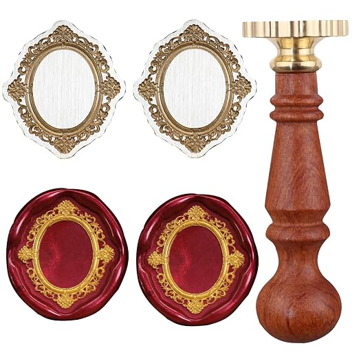 Frame Wax Seal Stamp, 3D Embossed Relief Carving Head and Wood Handle by HOSEALING