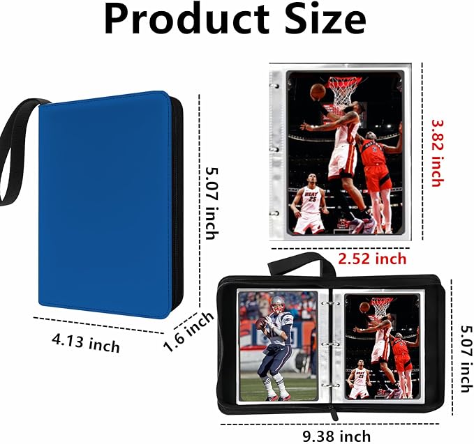 Mini Card Binder, 1-Pocket Super Lightweight Zipper Binder Holds 80+ Trading - Image 3