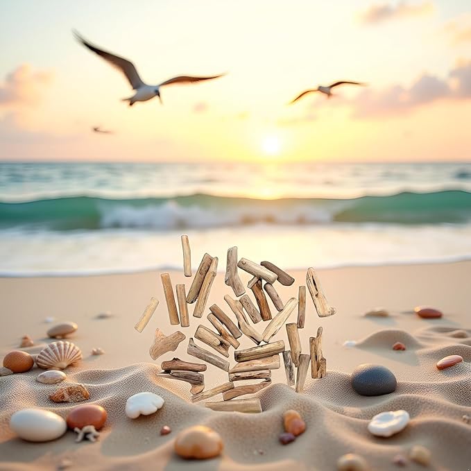 20 Pcs Natural Driftwood Pieces Branch Slices Craft Sticks Beach Decor - Image 8