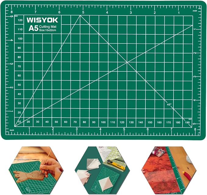 WISYOK 6" x 8" A5 Craft Mat, Small Rotary Cutting Mat by WISYOK