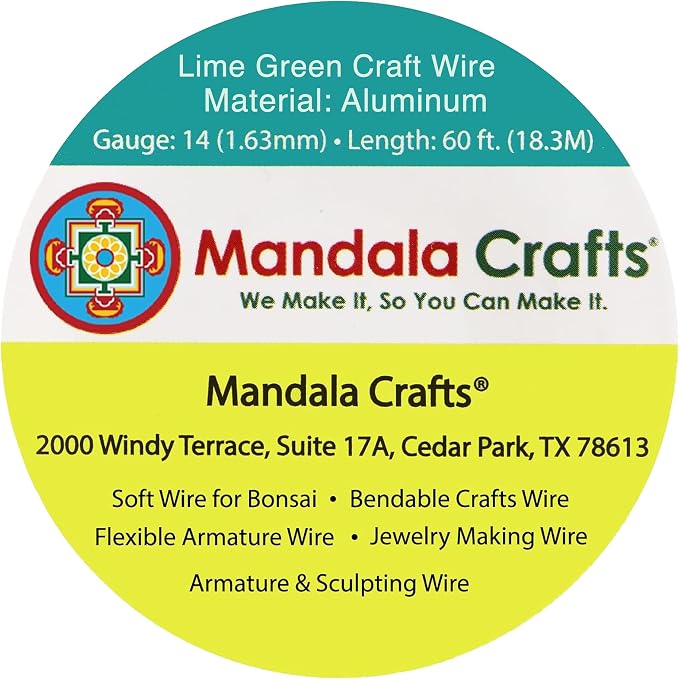 Mandala Crafts 14 Gauge Lime Green Anodized Aluminum Craft Wire, 60 FT | Colored - Image 3