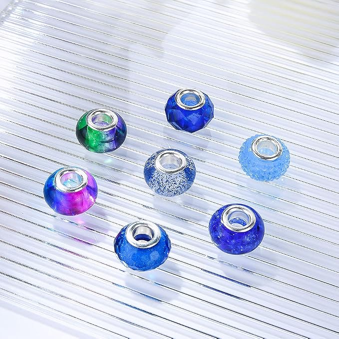 Aipridy European Large Hole Beads, Colorful Glass Charm Beads Set - Image 2