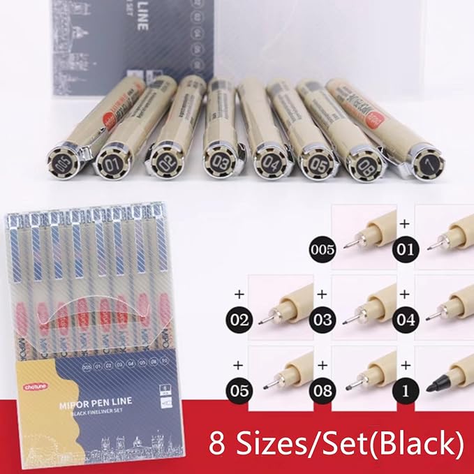 GETHPEN Micro Fineliner Pens, Fine Line Waterproof Ink Set, 8 Pack | 8 Black - Image 8