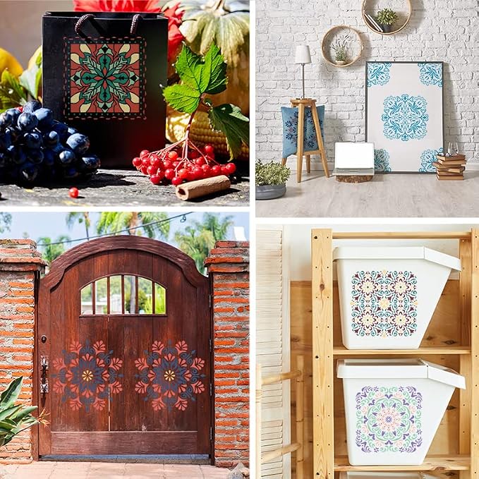 Mandala Stenils for Painting on Wood, Plastic Reusable Rangoli Stencils for DIY - Image 3