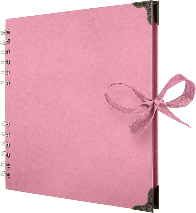 Bstorify Square Scrapbook Photo Albums 8 x 8 Inch Pink Thick Paper, Metal by Bstorify