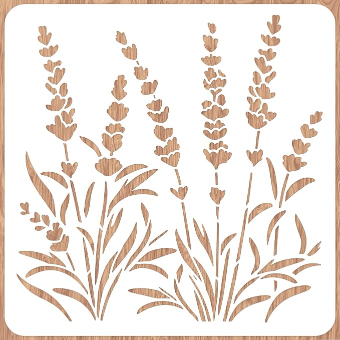 INFUNLY Lavender Wall Stencils for Painting 11.8x11.8 Tile Stencil Set Reusable - Image 8