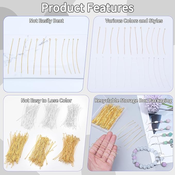 200 Pcs 70mm/2.76 Inch 21 Gauge Eye Pins - Image 4