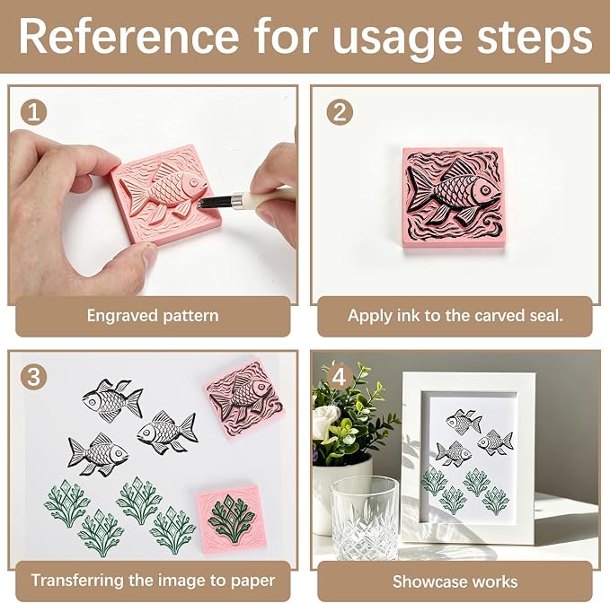 10Pcs Square Linoleum Blocks for Printmaking, 2x2in Premium Rubber Stamps - Image 5