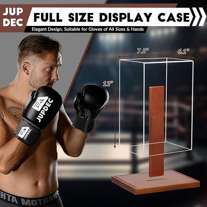 JupDec Boxing Glove Display Case, Full Size UV Protection Souvenirs and - Image 4