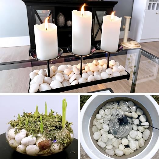 5 lb Natural Polished White Pebbles, 1-2 Inch Decorative White Rocks - Image 7