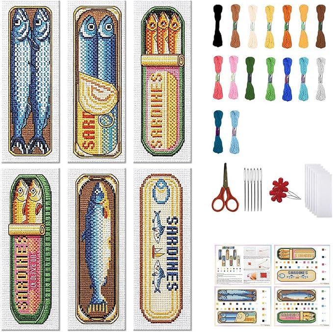 FREEBLOSS 6 Set Cross Stitch Bookmark Kit Stamped Cross Stitch Kit by FreeandCreativeCraftsArt
