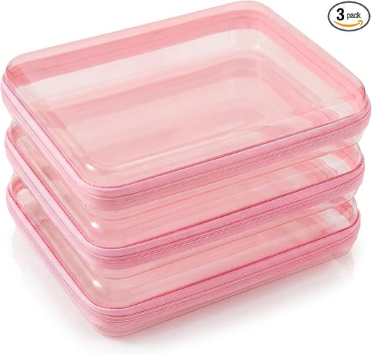 CoiiJoii 3PCS Large Clear Hard Shell Zippered Case, Diaper Bag Organizing by CoiiJoii