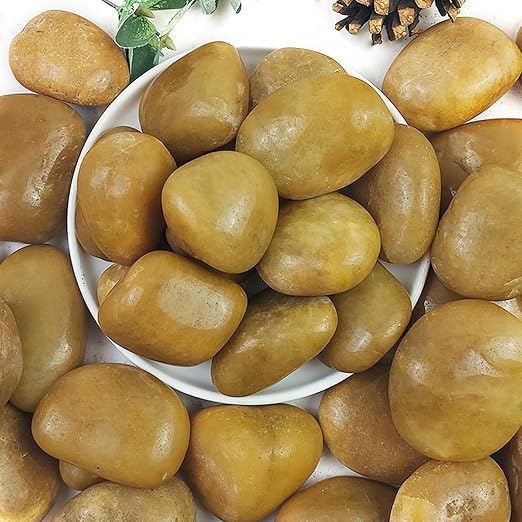 YISZM 40lbs Yellow River Rocks for Landscaping, 2-3 Inch Natural Pebbles for by YISZM-ForYourNaturalLife