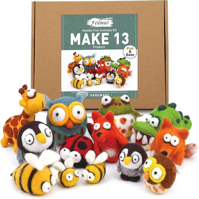 Fedmut Needle Felting Wool Kit, Felting Kit to Make 13 Cute Animals, 26 Colors - Image 8