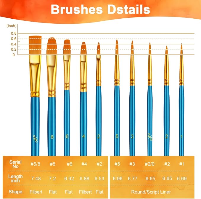 Paint Brushes Set, 16 Pack 160 Pcs Round-Pointed Tip Paintbrushes Nylon Hair - Image 5