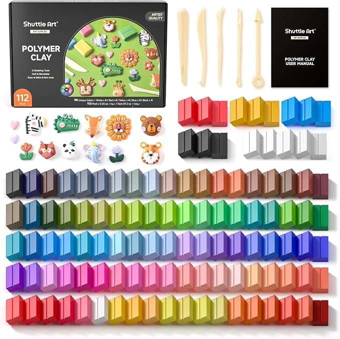 Shuttle Art 117 PCS Polymer Clay Kit, 95 Unique Colors & Extra Basic Colors by ShuttleArt