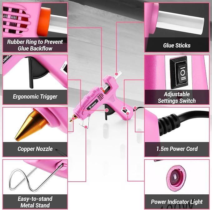 Hot Glue Gun Full Size: DEKOPRO 60/100Watt Dual Temp Hot Glue Gun Kit - Image 3
