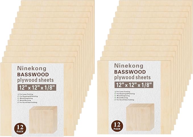 24 Pack Basswood Sheets 1/8 inch, 3mm Basswood by Unknown