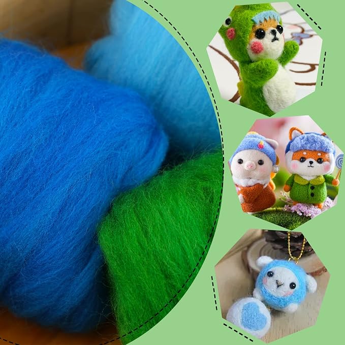 Wonvoc Needle Felting Wool, 12 Colors Wool Roving, 10g per Color 4.23 oz Total - Image 7