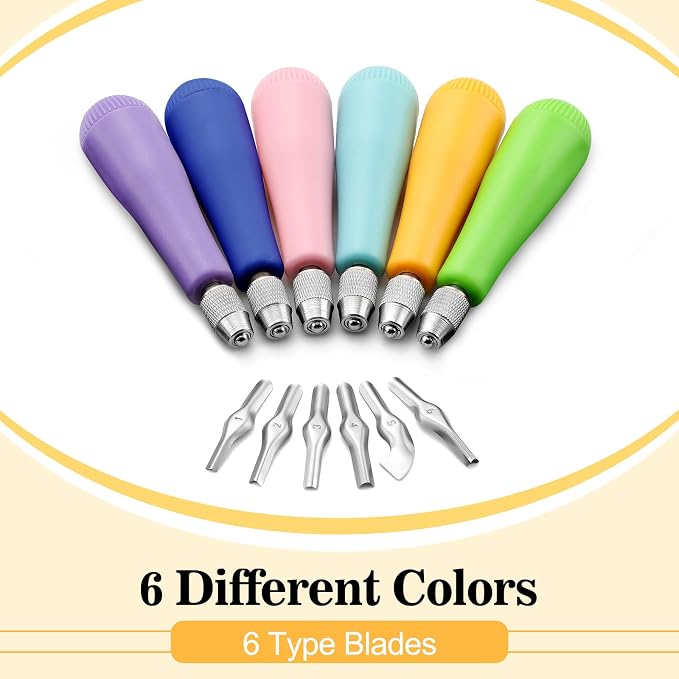 Umigy 6 Pack Craft Linoleum Cutter Kit Carving Tools Assortment Linocut Tools - Image 2