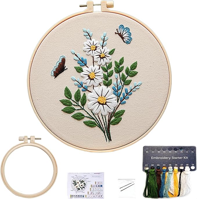 FONNUY Embroidery Kit for Beginners，Plants Flowers Pre-Stamped Pattern Kits for by FONNUY
