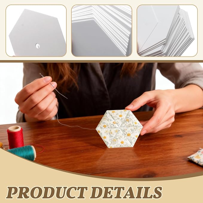 800 PCS Hexagon Piecing Paper Templates, 1.5" White Paper templates, Quilting - Image 3