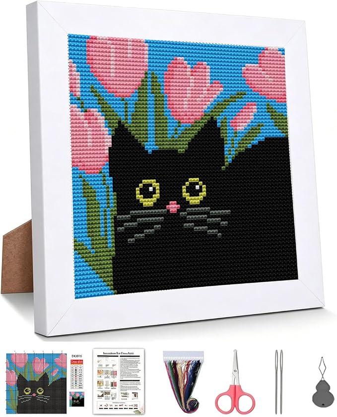 WUSARPLY Black Cat Stamped Cross Stitch Kits by WUSARPLY