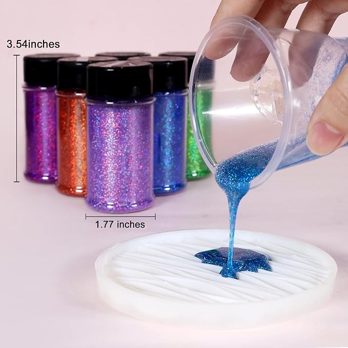 Renfio Holographic Ultra Fine Metallic Resin Glitter 2.11 Oz PET Flakes Crafts - Image 4