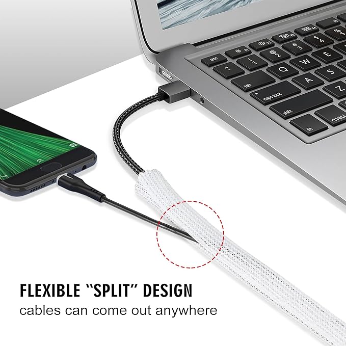 10ft - 1/2 inch Cable Sleeve Split Wire Loom Tubing - Image 3