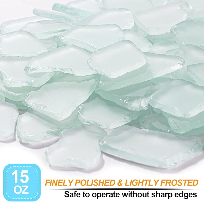 Keedolla White Beach Sea Glass for Crafts, Frosted Seaglass Pieces Decor Vase - Image 2
