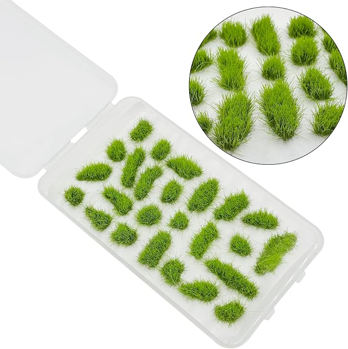 Woohome 78 PCS Static Grass Tuft 2 Size Model Grass Tufts Green Miniature Grass - Image 2