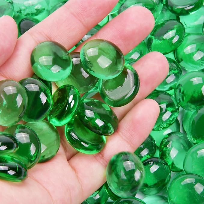 1LB Green Flat Glass Marbles for Vases, Gemstone Beads Vase Filler Decorative - Image 6