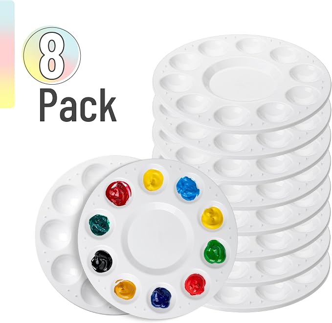Mr. Pen- Round Paint Tray Palettes, 8 Pack | Plastic White Palettes - Image 2