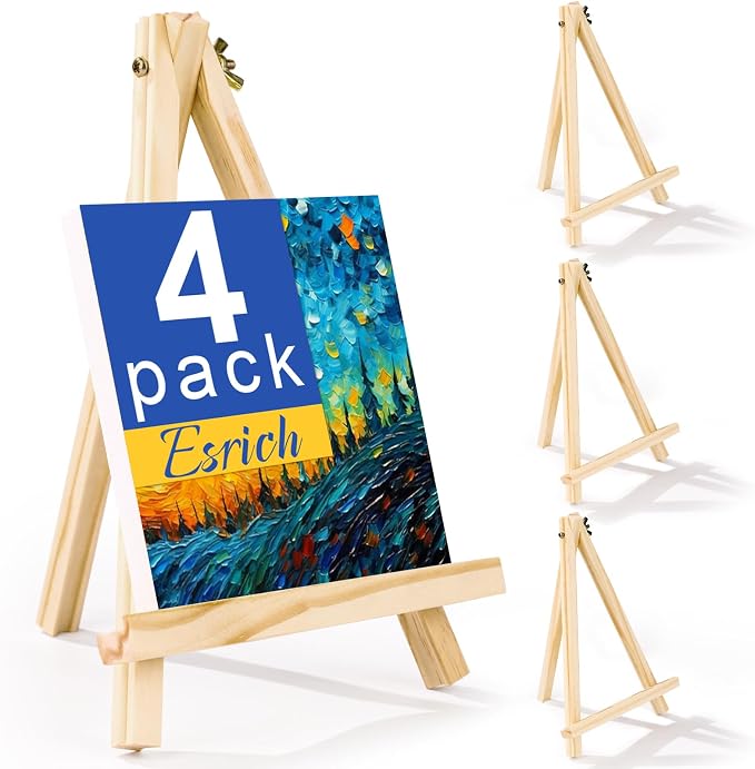 ESRICH 4 PCS 9 Inch Wood Easels, Easel Stand by ESRICH