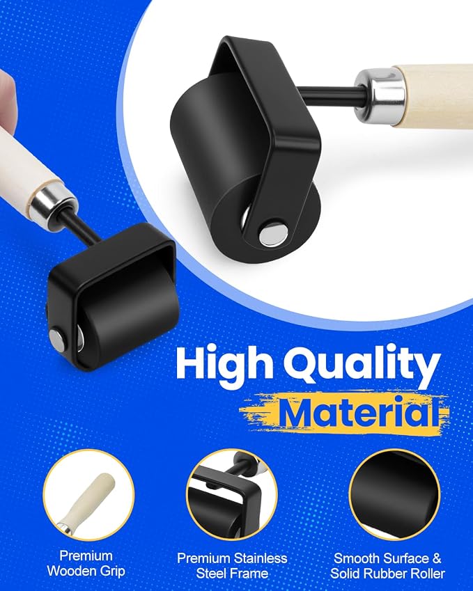 UCEC Brayer Roller for Printmaking – Wooden Handle Durable Glue Roller - Image 2