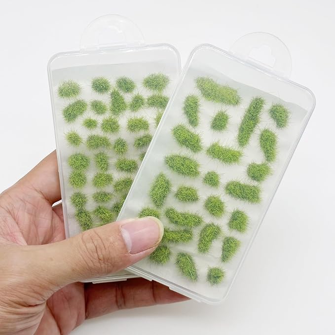 Woohome 78 PCS Static Grass Tuft 2 Size Model Grass Tufts Green Miniature Grass - Image 3