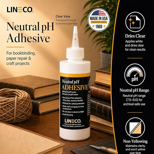 LINECO Neutral pH Adhesive 8 Oz, All-purpose Glue, Dries Clear and Remains - Image 2